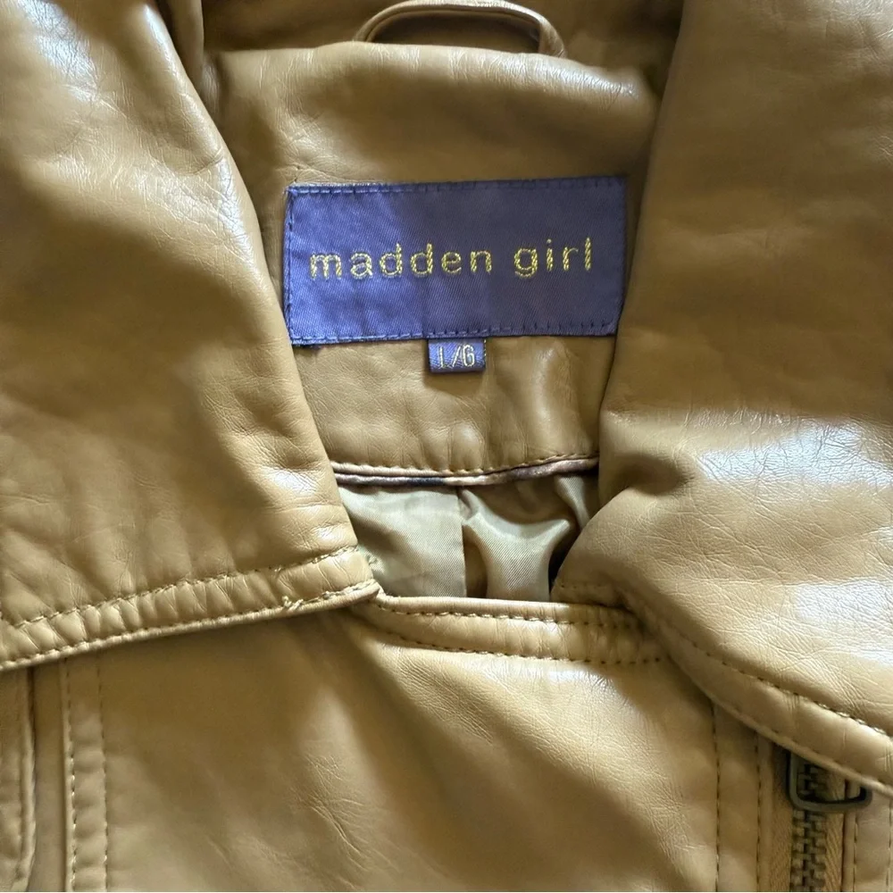 🧥 Madden Girl Faux Leather Moto Jacket – Tan (Size Large) - Picture 4 of 11